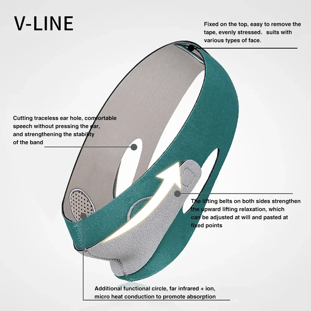 Vendaje transpirable en forma de V, mascarilla adelgazante, cinturón para reducir la papada, banda para la barbilla, correa para la mejilla