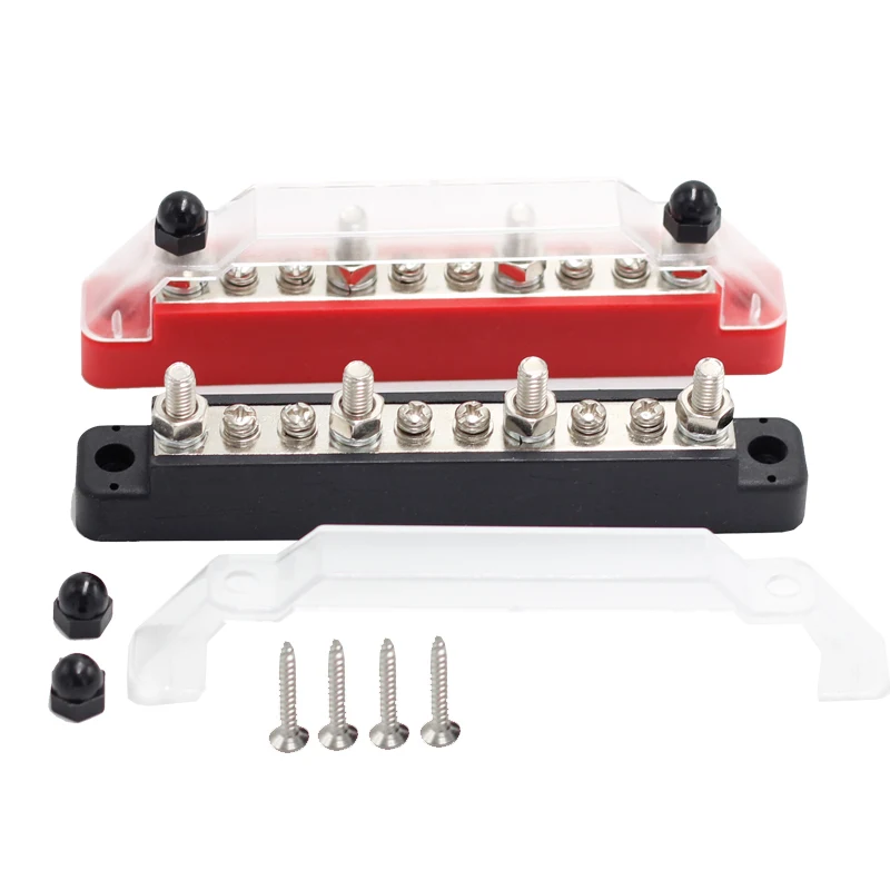 

12-48 В 10-контактный клеммный блок шины шины Клеммный блок распределения питания с крышкой Термоусадочная трубка