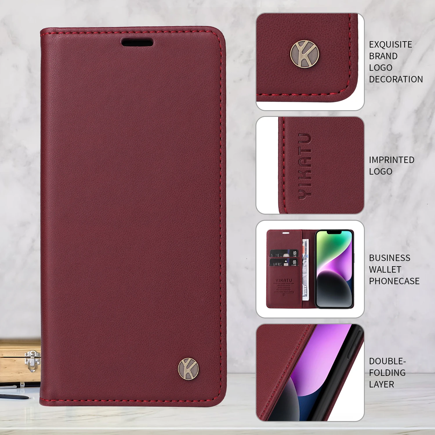 Skórzane etui portfel na Samsung Galaxy M80s M62 M55 M53 M52 M35 M33 M32 M23 S10 Lite S9 Plus S8 S7 Edge Note 20 Ultra 10 5G 9 8 — zdjęcie produktu 3