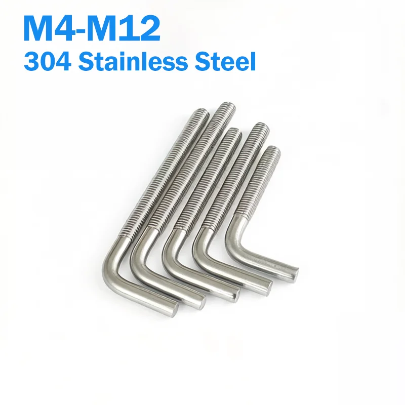 1/2/5pcs M4 M5 M6 M8 M10 M12 L-Shaped Right Angle Anchor Bolt Screw 304 Stainless Steel L Shaped Hook Bolt 7-Shaped Screw