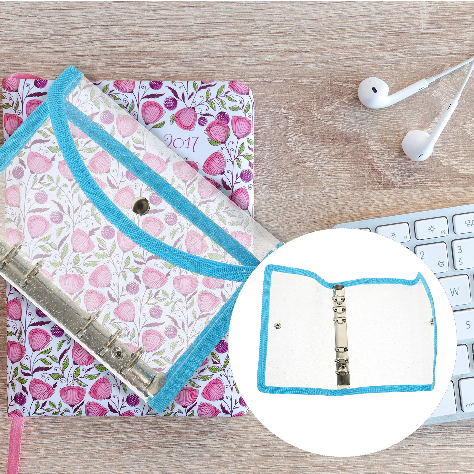 

PVC Notebook Cover A6 Size Scrapbook Case Hemming Loose Leaf Binder Shell Mini Binders for School Reusable Storage