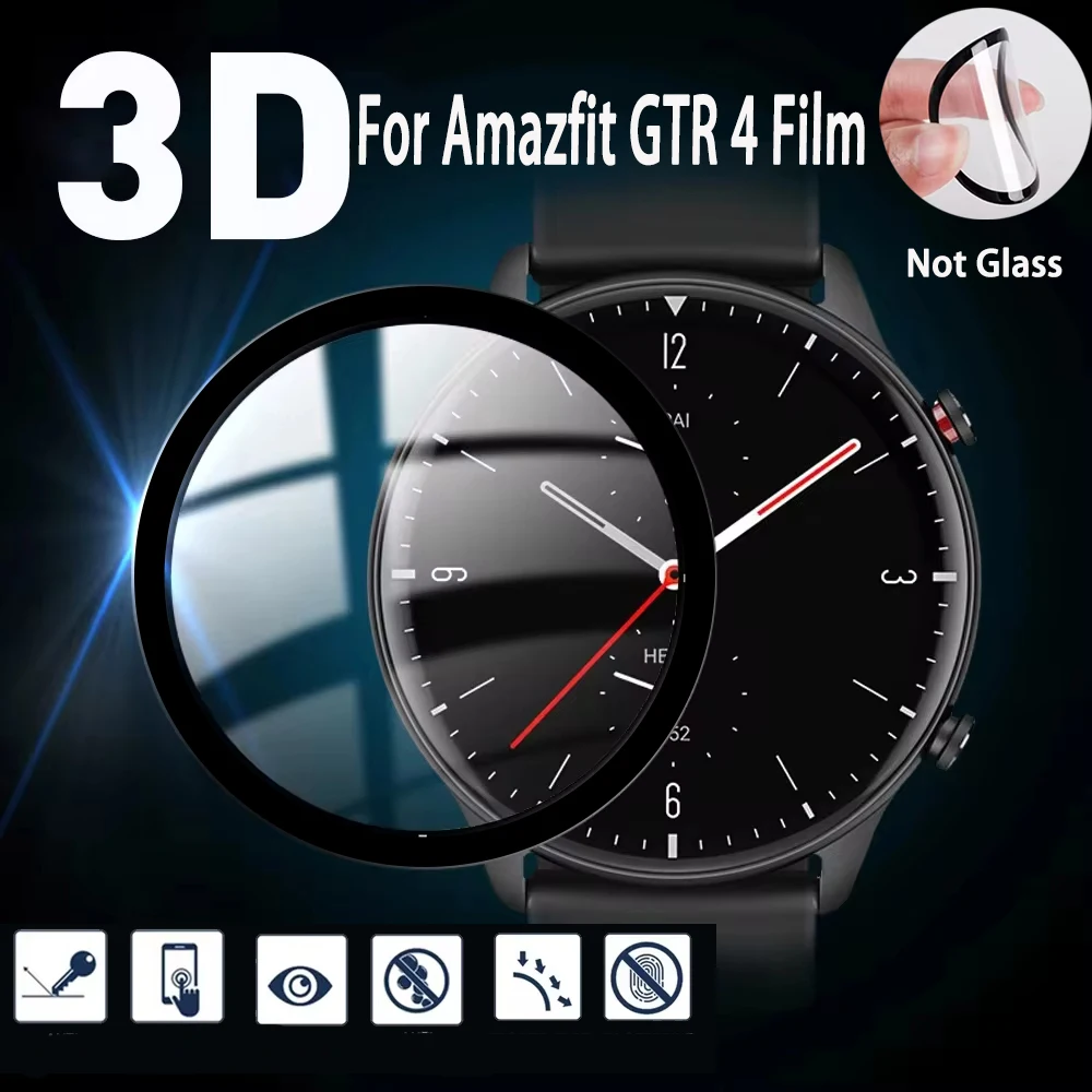 Protective Film For Amazfit GTR 4 3D Curved Soft Edge Cover Anti-scratch Screen Protector Accessories For Huami Amazfit GTR4