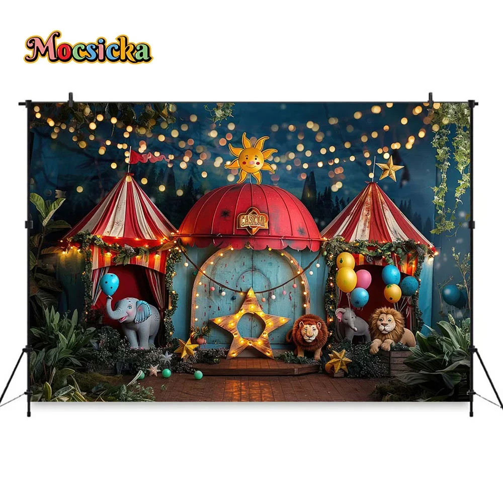 Circus Feast Night Photography Background Boy Girl Birthday Portrait Backdrop Animal Forest Tent Kid Cake Smash Photozone Studio