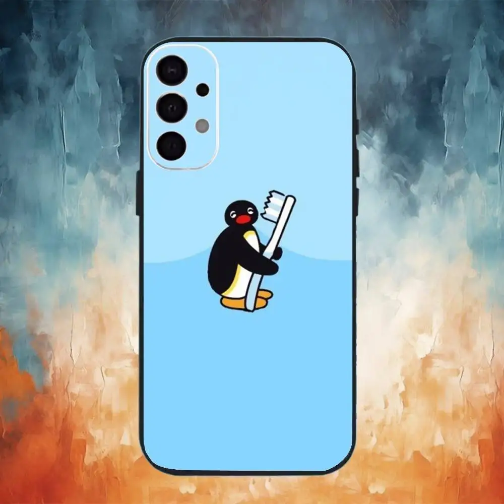 Capa de telefone pinguim pinguim dos desenhos animados para samsung s25, s24, s21, s22, s23, s30, ultra, s20, plus, fe, nota, 10.9,5g capa preta