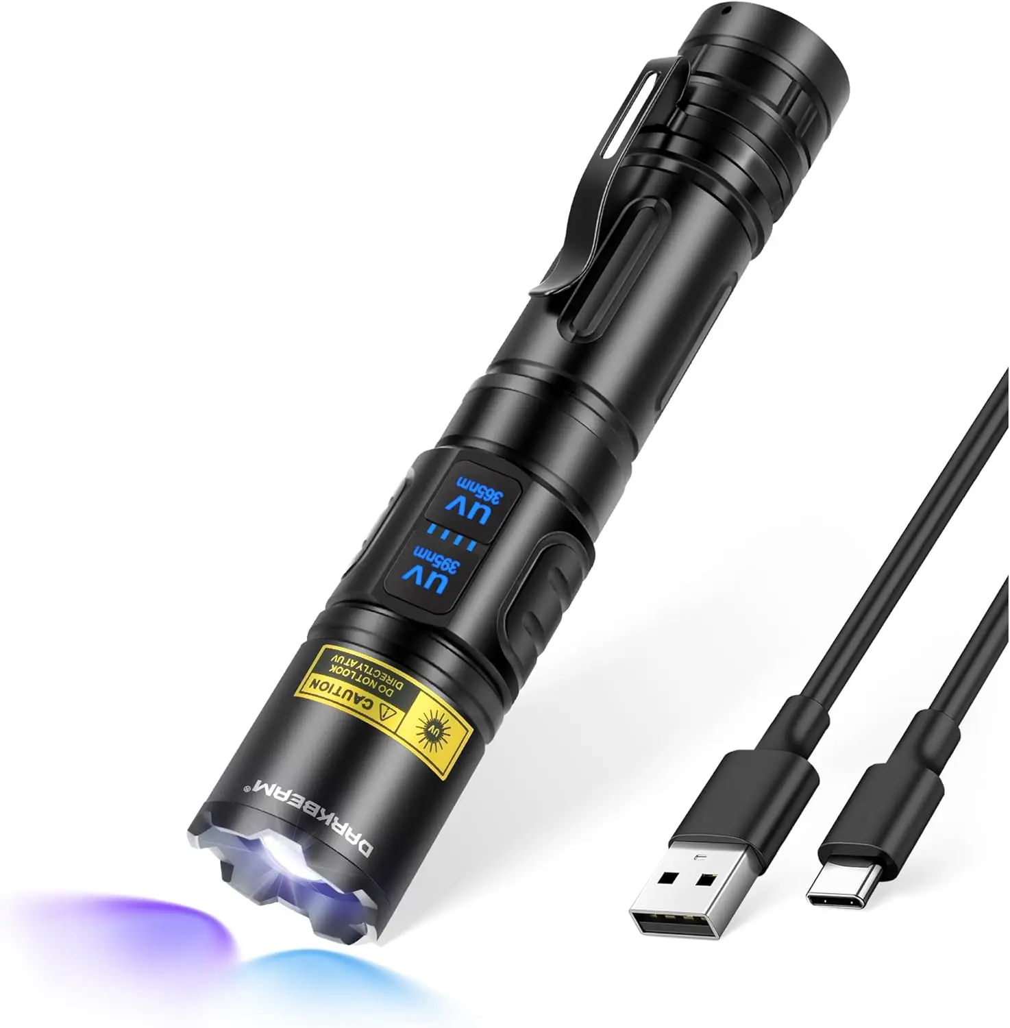 

Dual UV Flashlight 365nm & 395nm, USB Rechargeable Black Light for Pet Urine Detection & Resin Curing