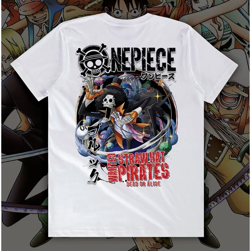 تي شيرت Kaos OnePiece Anime White للجنسين للرجال والنساء تي شيرت عصري برسومات كبيرة الحجم تي شيرت أنيمي كوسبلاي