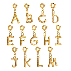 Initial Alphabet Charms Stainless Steel 26 Letter Pendants With Spring Clasp DIY Necklace PVD Plated Jewelry Making Accessories