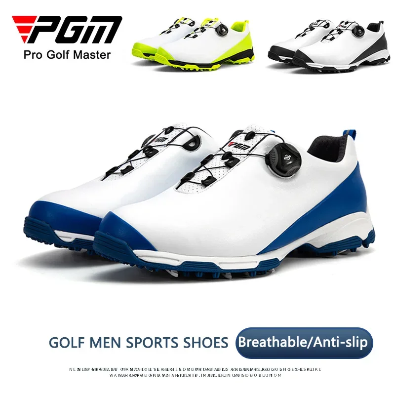 

PGM Men Breathable Sports Sneakers Waterproof Golf Shoes Male Anti-skid Training Footwear Ultra-light Golf Trainers Buckle Knob