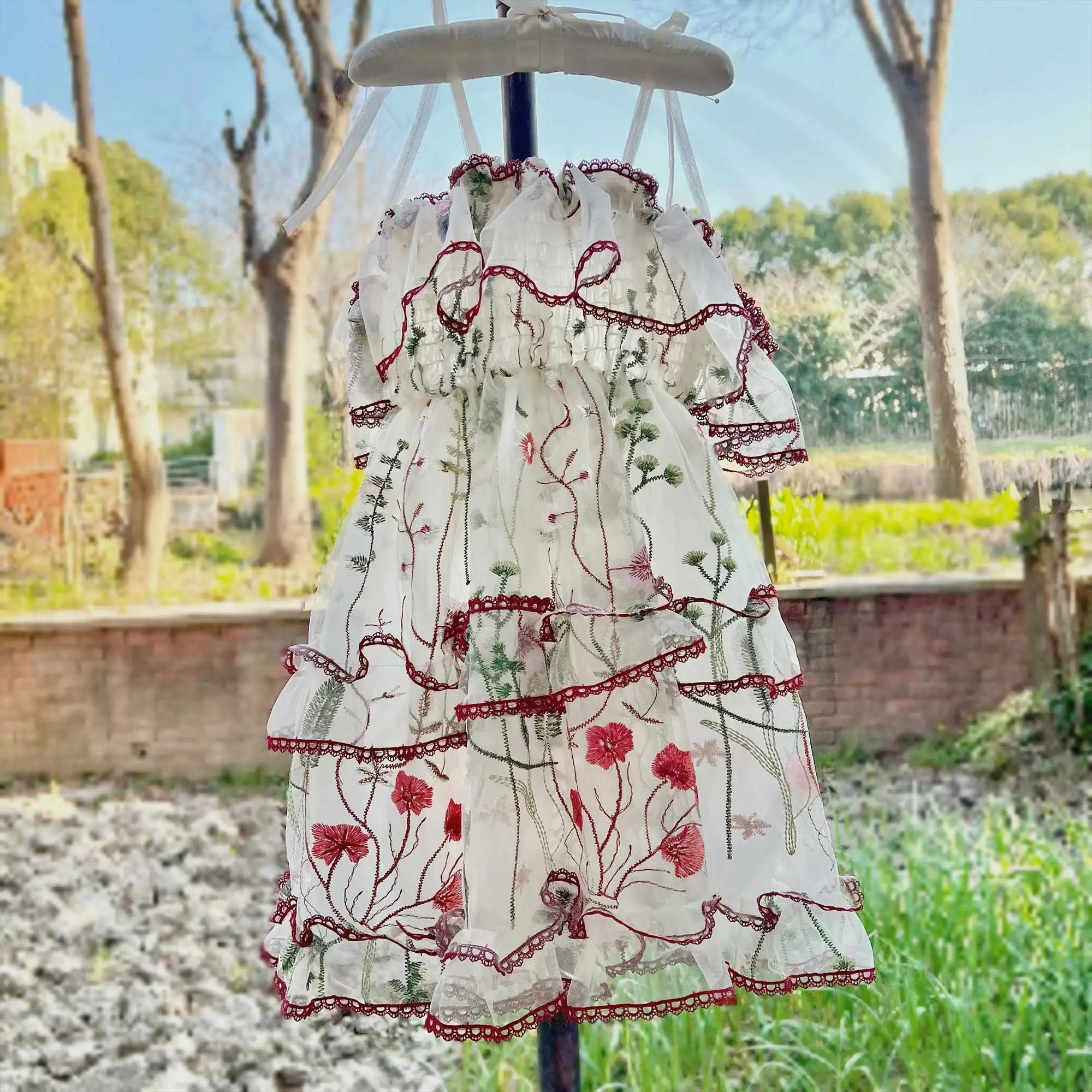 

Summer Mesh Camisole Strapless Ruffled Decorative Dress Cute Birthday Party Girls' Princess Dresses Photography Costume Props