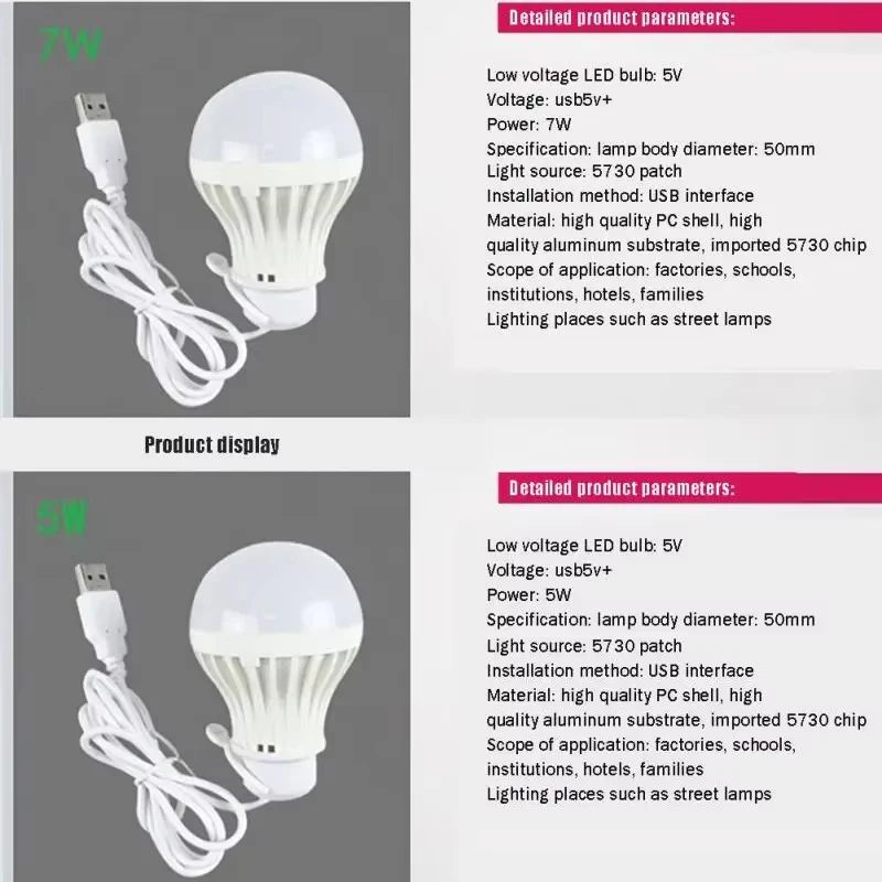 3W 5W 7W USB LED Bulb 5V Portable LED Lamp Night Light Outdoor Camping Lamp Reading Light Bulb Energy Saving Emergency Lamp image 6