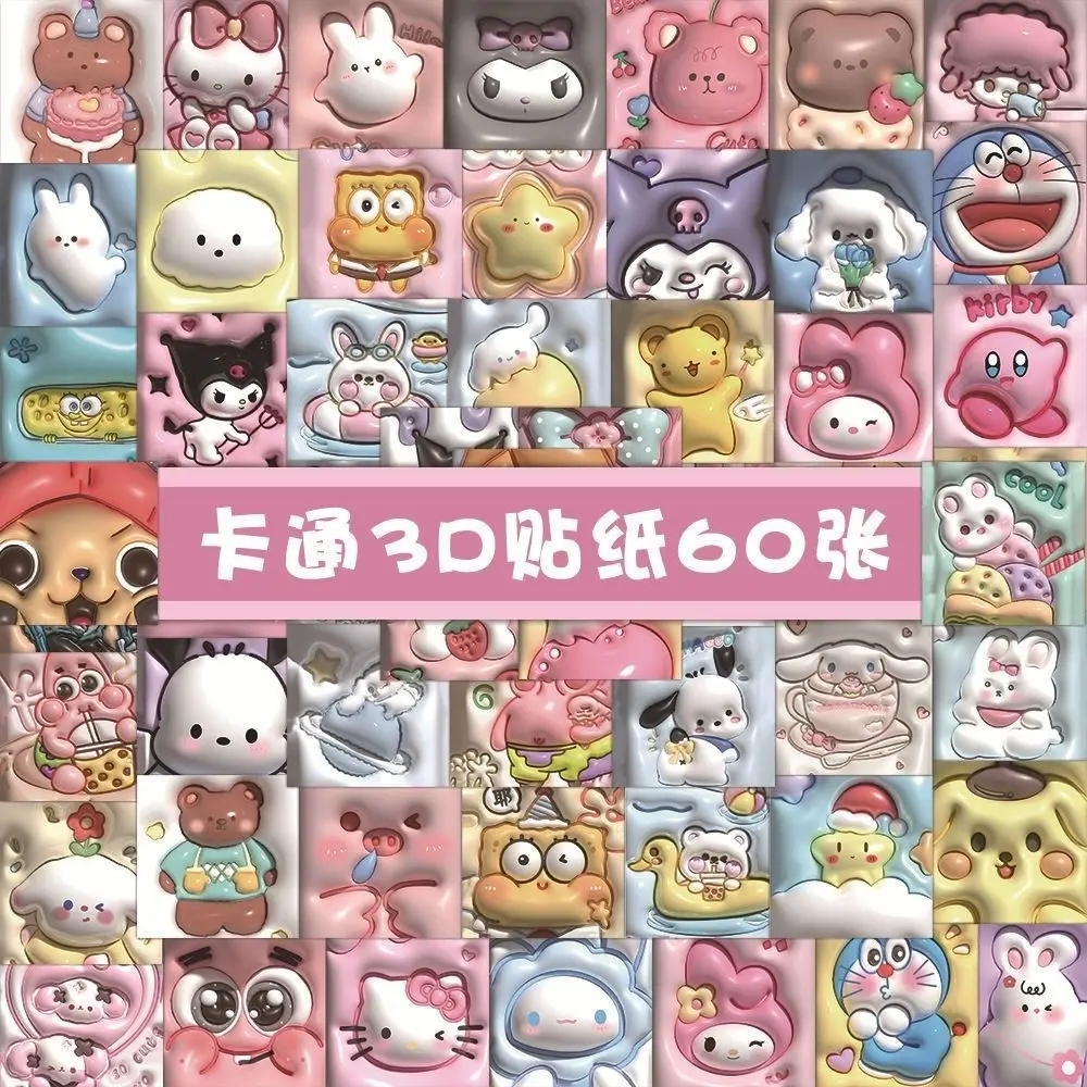 

10/30/60PCS Cute 3D Cartoon Srickers Kuromi Pochacco Kawaii Animal Decals DIY Notebook Phone Bike Guitar Fridge Car Kids Sticker