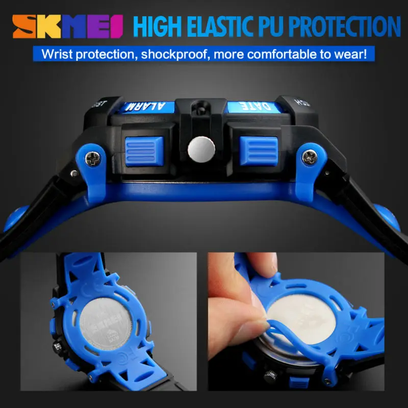 SKMEI Sports Kids Watches 5Bar Waterproof Wristwatch For Boys Girls Back Light Dual Time Display Children Watch Relogio Infantil