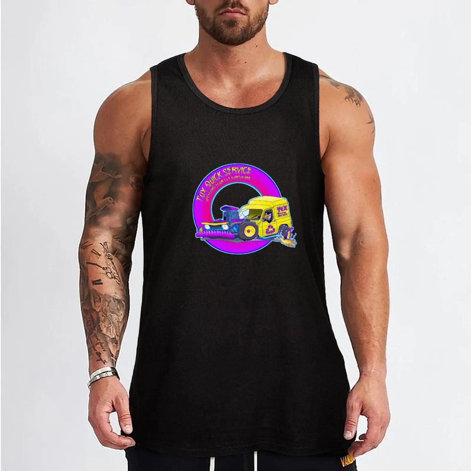 Tux Hot Rod Tank Top gym accessories man t-shirts for Men's gym muscle t-shirt