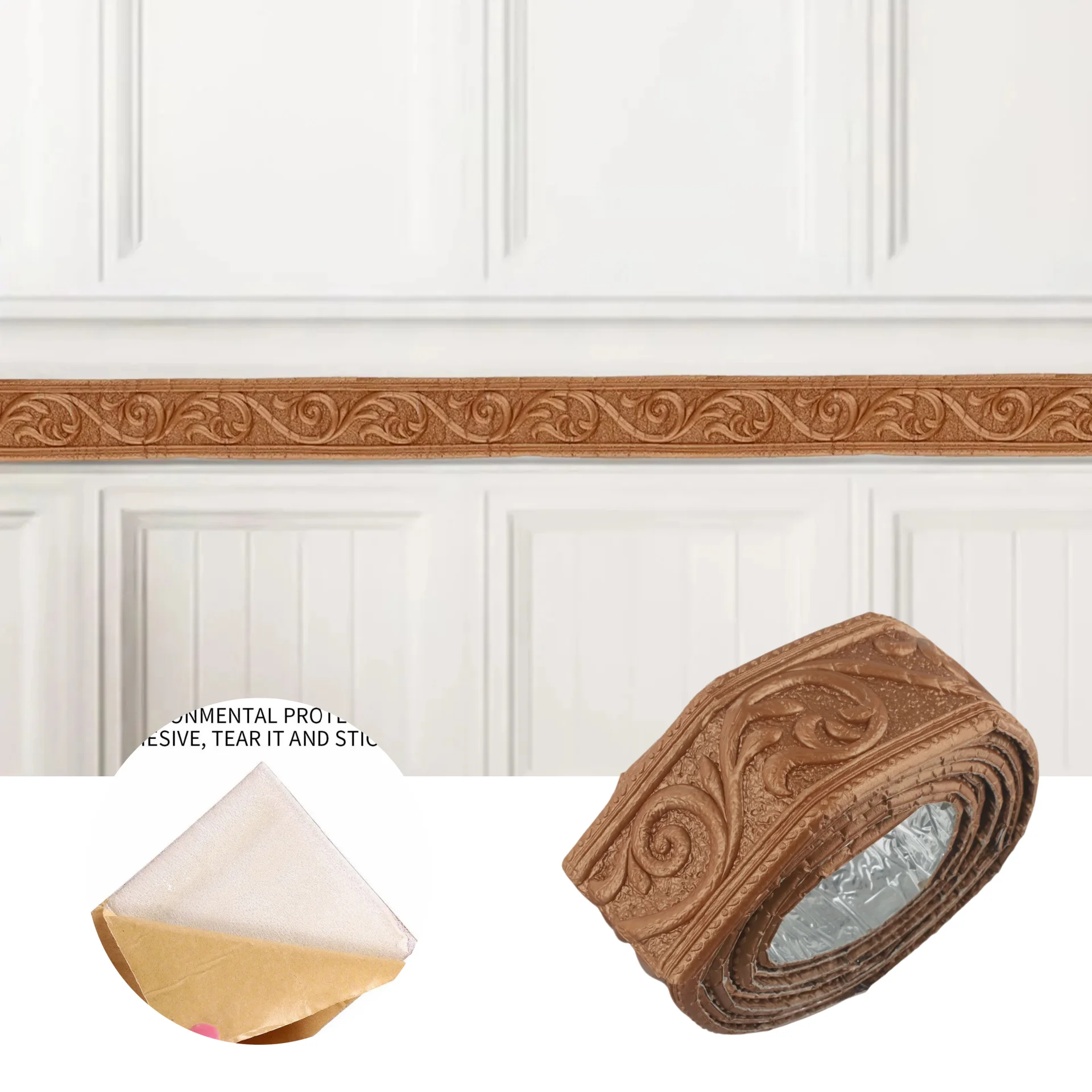 1PC 2.3m/90.55inch 3D-Wall Trim Line Skirting Sticker Vinyl Wall Trim Sticker Household Baseboard Wall-paper DIY Decoracti