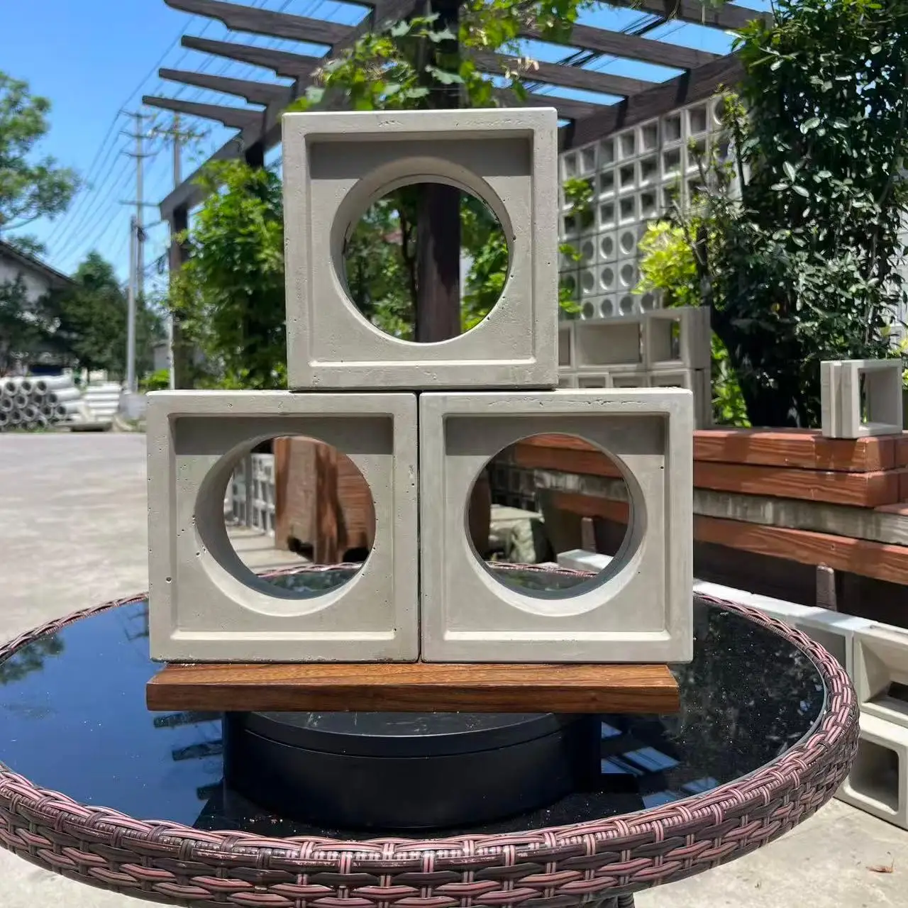 DIY Reusable ABS Concrete Hollow Block Mold 40x10x10cm Cement Brick Mould for Patio Partition Courtyard Wall Decor
