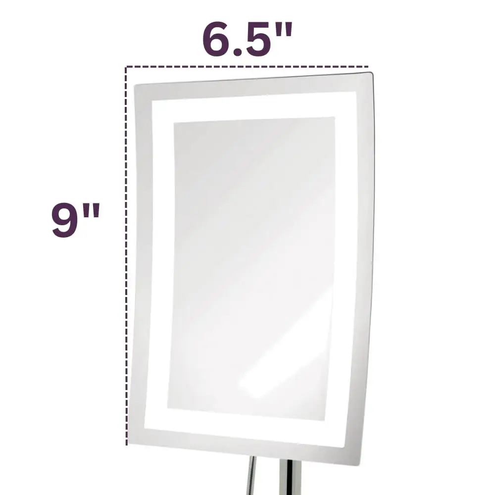 Miroir de maquillage LED nickelé avec grossissement 5X et design de table éclairé