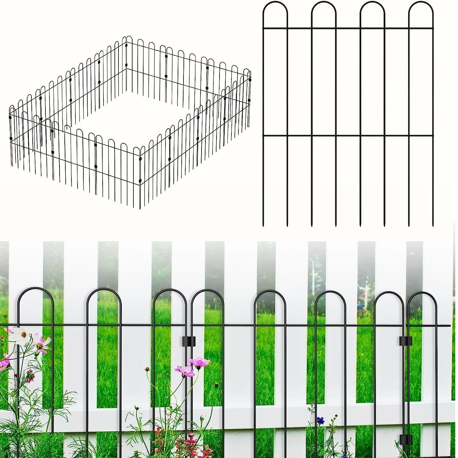 25-Pack Garden Fence, Decorative Garden No Dig Fence for Dogs Rustproof Metal Animal Barrier Fence Border Panel