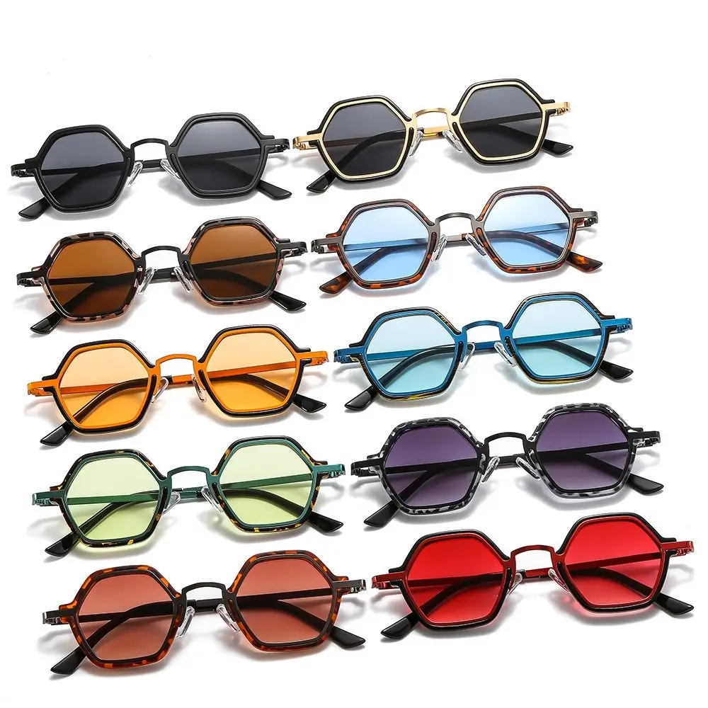 

Vintage Hip Hop Small Polygonal Sunglasses UV400 Protection Y2K Metal Frame Sun Glasses Unisex Punk Shades for Women & Men