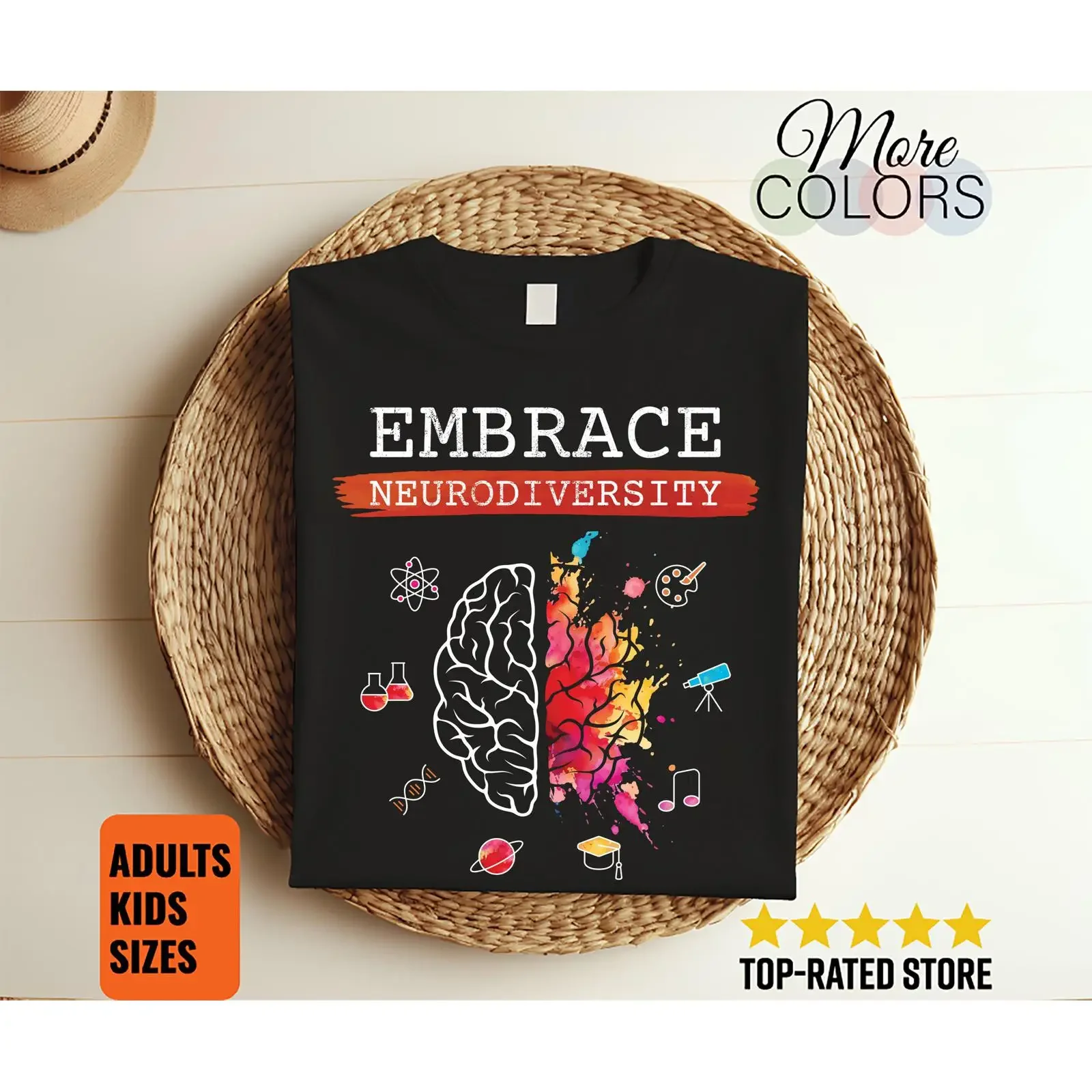 T-shirt Embrassez la Neurodiversité – Sensibilisation TDAH, Autisme, TDAI pour la fierté Neurodivergente, Inclusion de la Santé Mentale – Style Vintage Délavé