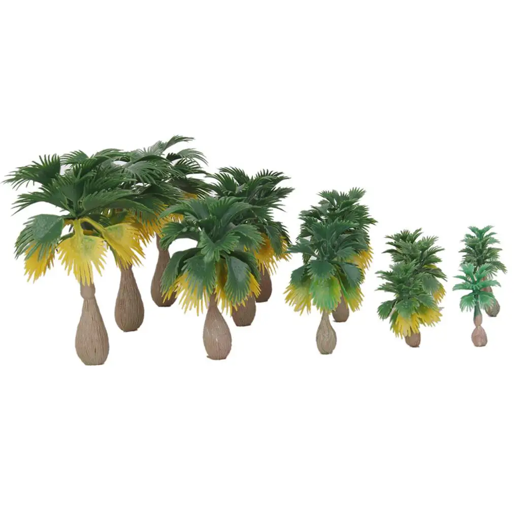 15pcs Plastic Model Palm Trees 3.5-10cm Multi Scale for , Wargames,