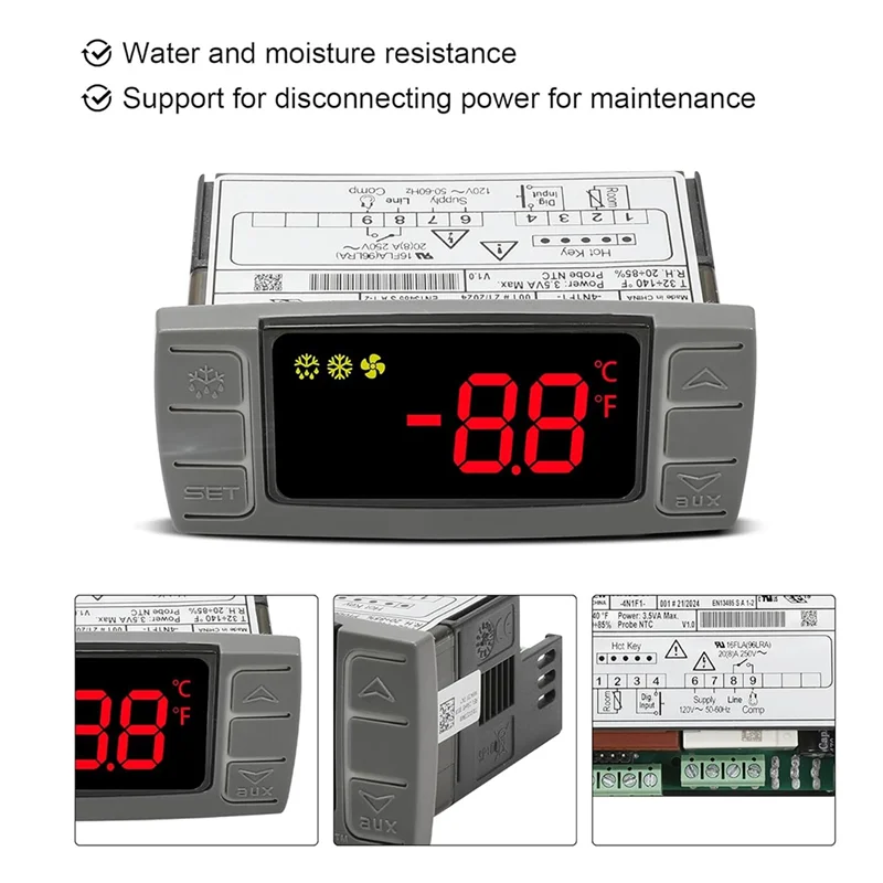 ABSQ-For Dixell XR02CX-4N1F1 متحكم في درجة الحرارة، استبدل لوحدة التحكم في درجة الحرارة ديكسيل مناسبة للثلاجات/الفريزر