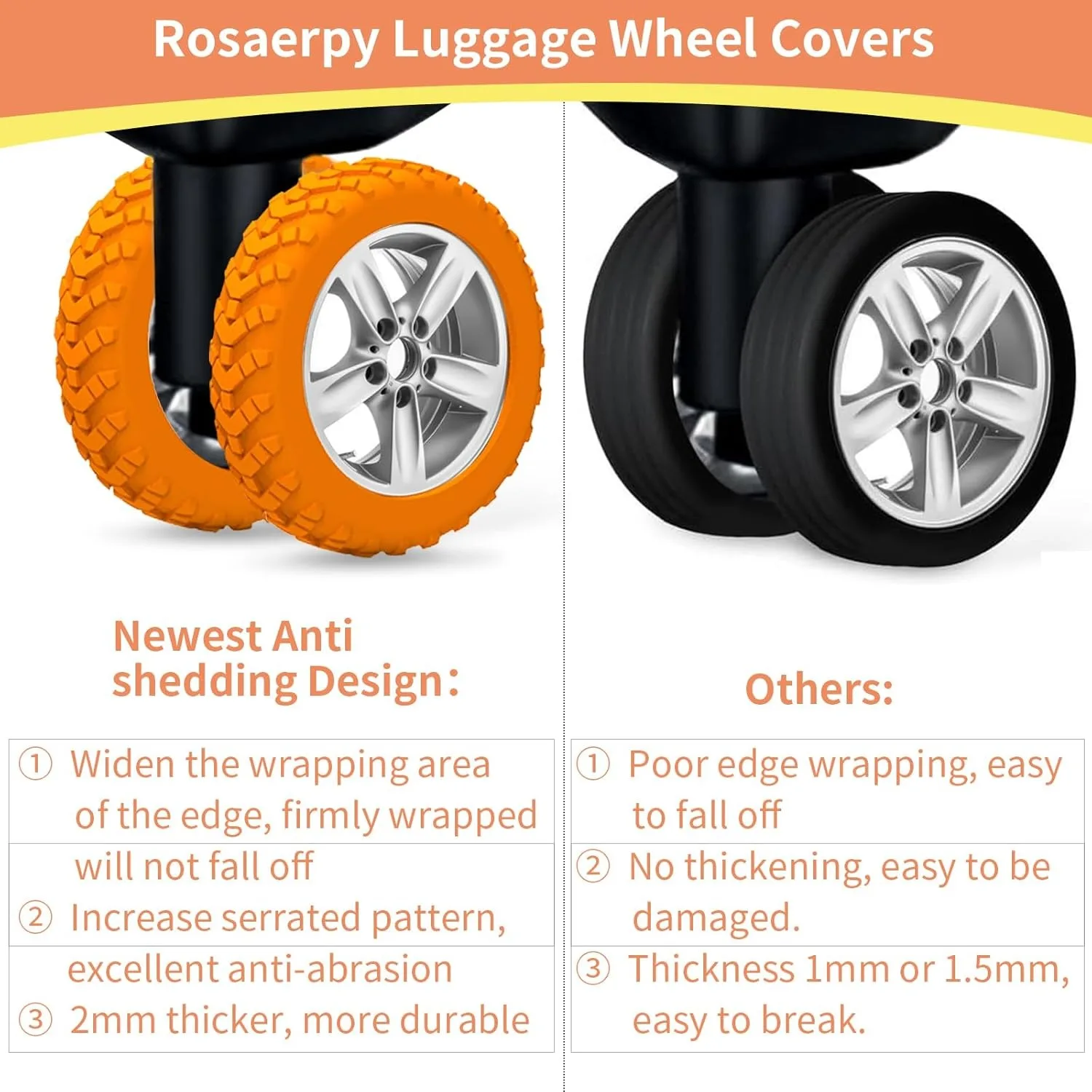 4-60 قطعة رشاقته الملمس سيليكون عجلات حامي للأمتعة تقليل الضوضاء السفر الأمتعة عجلات غطاء إكسسوارات الأمتعة #6