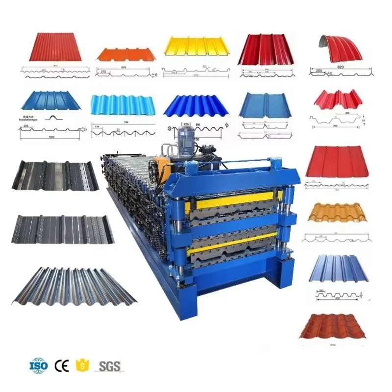 Three Layer Roll Forming Machine Trapezoid Roof Sheet Machine Roofing Roof Sheet Making Machine Roll Forming Machines Customized