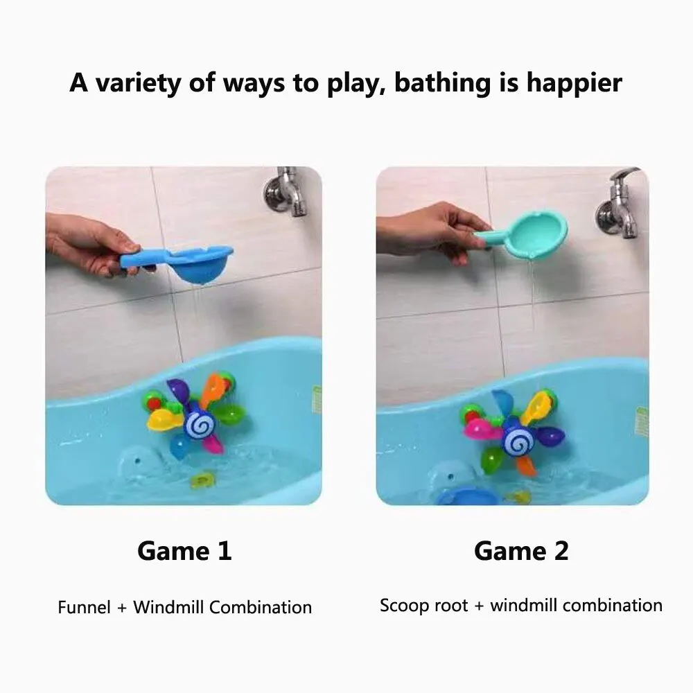 Colorful Waterwheel Bathing Sucker Baby Bath Toys Bathtub Water Spray Play Set Shower Sprinkler Toy For Kids