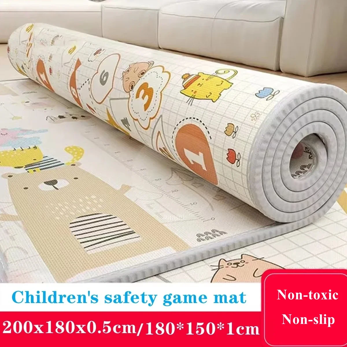 

Thicken 1cm/0.5cm Baby Crawling Play Mats 200*180cm Folding Mat Carpet Play Mat for Children's Safety Rug Toys Gift Have Creases