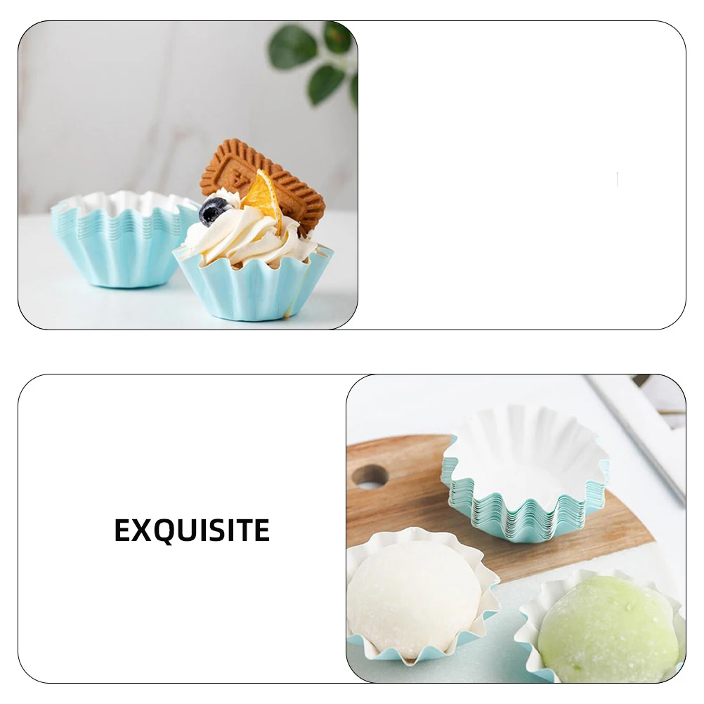 

50 Pcs Cake Paper Cups High Temp Resistant Baking Trays Liners Small Cupcakes Truffle Chocolate Sweet Flavor Thick