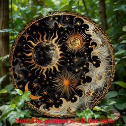 Sun and Moon Celestial Aluminum Wall Decor Sign, Classic Style Hanging Art for Home, Cafe, Perfect for Halloween Christmas Gifts