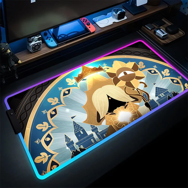 LED tapis de souris bureau PC biscuits Run Kingdom tapis de bureau RGB mignon Anime Gamer clavier tapis de Table ordinateur portable accessoires de jeu tapis de souris