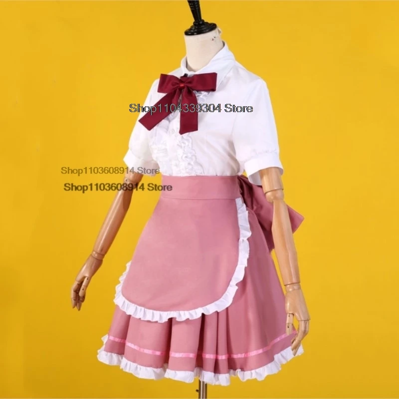 Anime Chobits Chi Costume Cosplay Parrucca Chi Abito da cameriera rosa Accessori Lolita Donna Sexy Kawaii Abito da festa di compleanno di Halloween