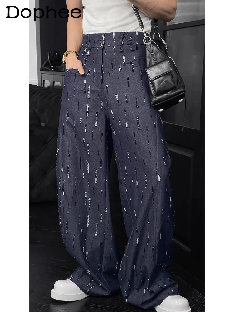

Men's 2025 Summer New Trendy Retro Straight Curved Trousers Stylish Loose Comfort Pants Male Fashion Pocket Decoration Trousers