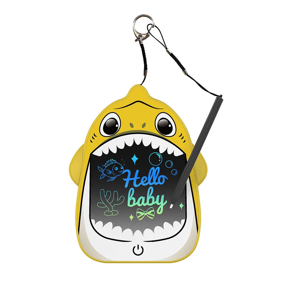 Bolso placa de escrita dos desenhos animados peixe mochila pendurado lcd luz energia prancheta doodle pintura placa escrita crianças brinquedos