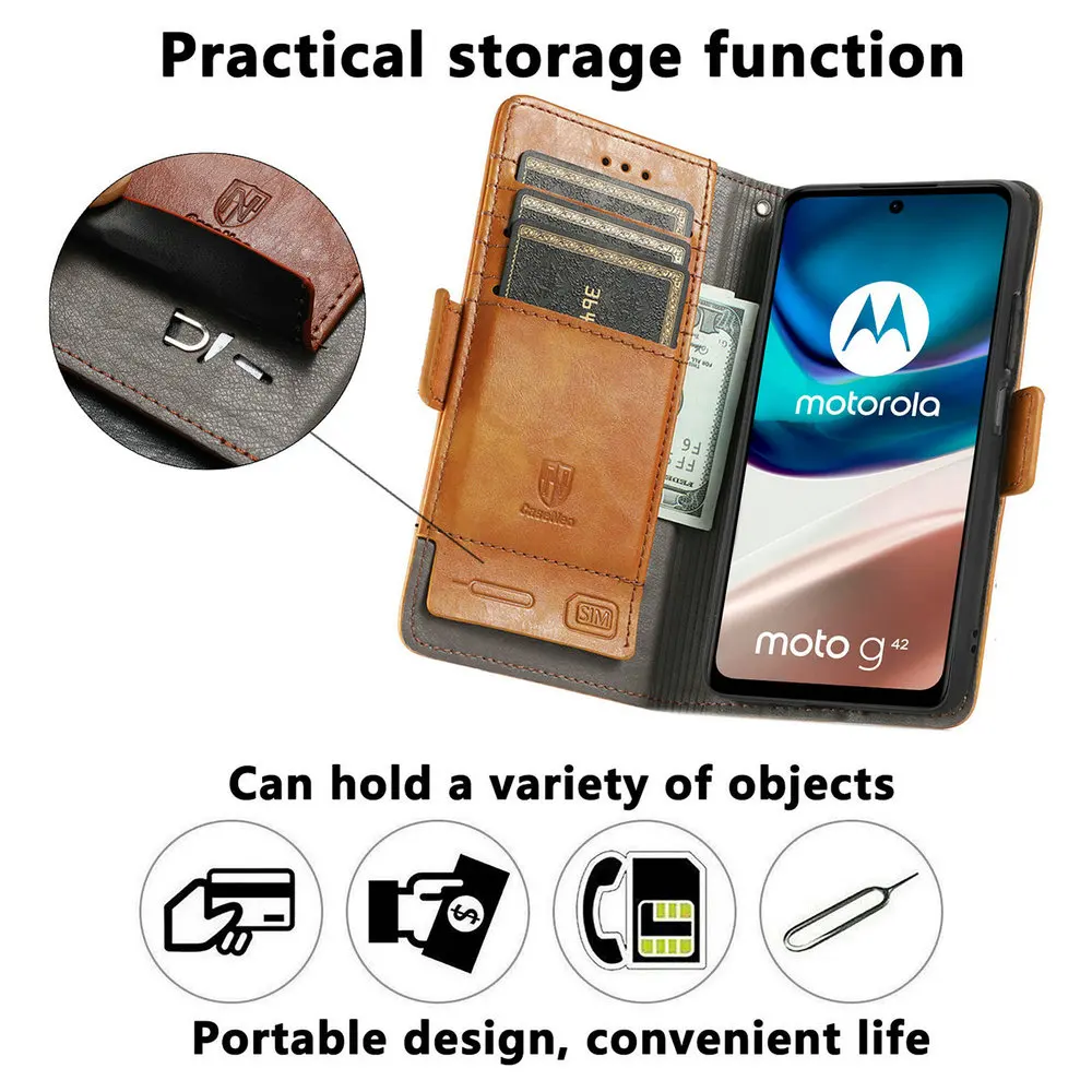 For Motorola Moto G57 Power Luxury Case Texture Wallet Pocket Capa Motorola G56 G84 G85 G86 Leather 360 Protect E14 E32 S Funda