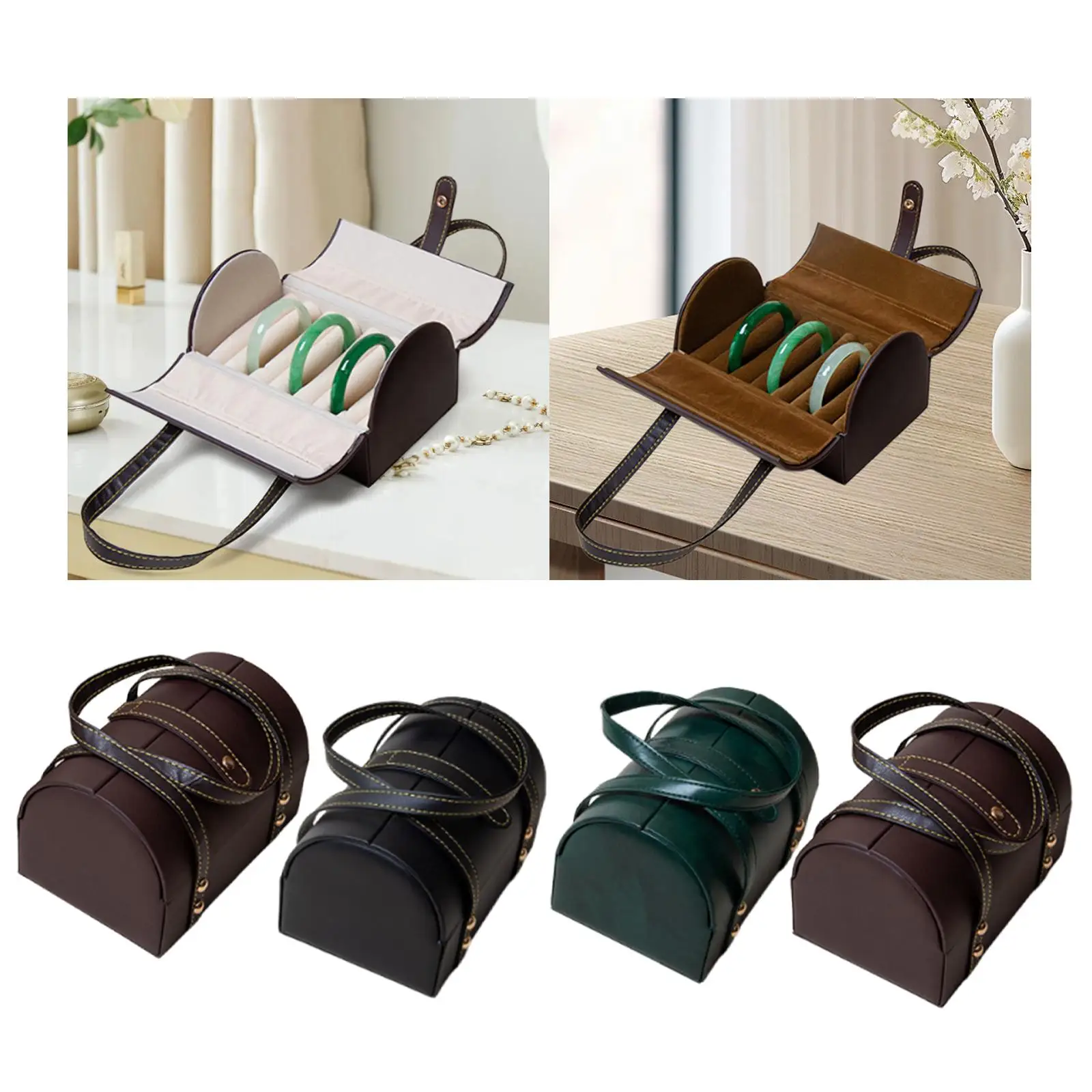 

Jewelry Storage Box for Bracelets with Handle And Soft Interior for Home Use