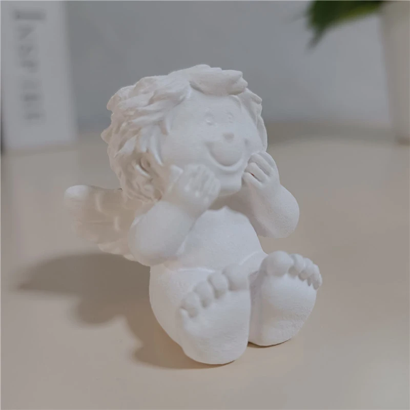 White Angel Figurines Ornaments Smile Lucky Gifts Cute Fairy Angels Statues Modern Wedding Home Decoration