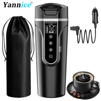 Portable Electric Kettle 12v/24v Smart Car Heating Cup Touch Screen Thermal Mug 450ml Car Heating Mug Temperature Adjustable