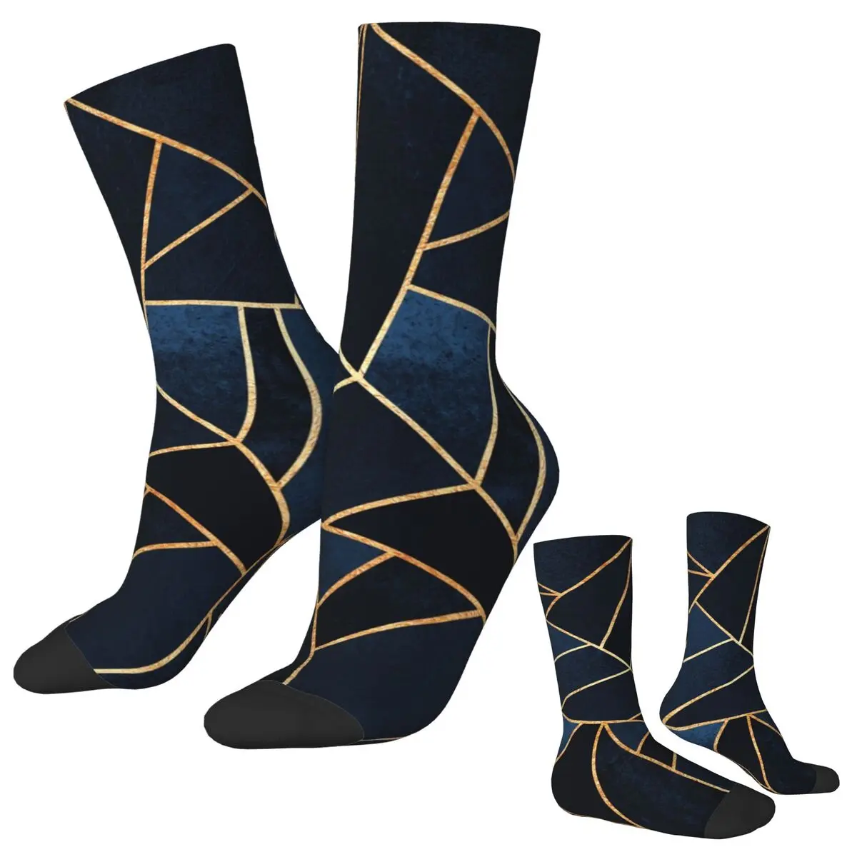 

Geometric Lines Stockings Men Abstract Navy Stone Graphic Socks Breathable Funny Socks Winter Skateboard Non Skid Socks