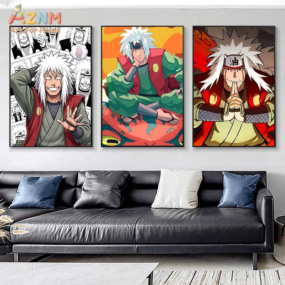 AZNM Naruto Jiraiya Unframed Canvas Print White Hair Frog Sage Anime Wall Art Poster for Boys Bedroom Home Decor view 2