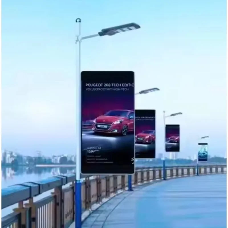 2025LionLed P4 Outdoor Solar Powered LED Display Light Pole Advertising Screen Digital Billboard