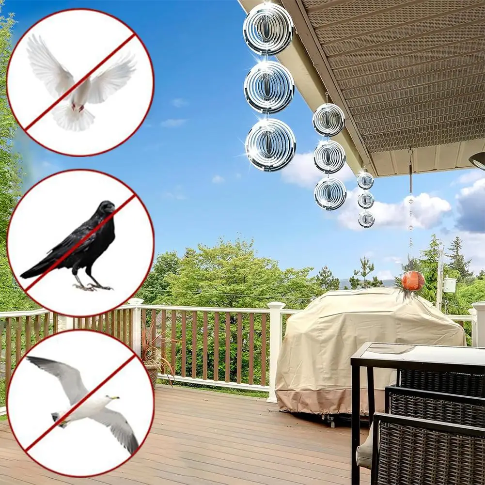 Круглый уличный отпугиватель птиц, внешние светоотражающие отражатели ветра для птиц, уличные отпугиватели колокольчиков, защита от птиц, украшение для сада U2C7