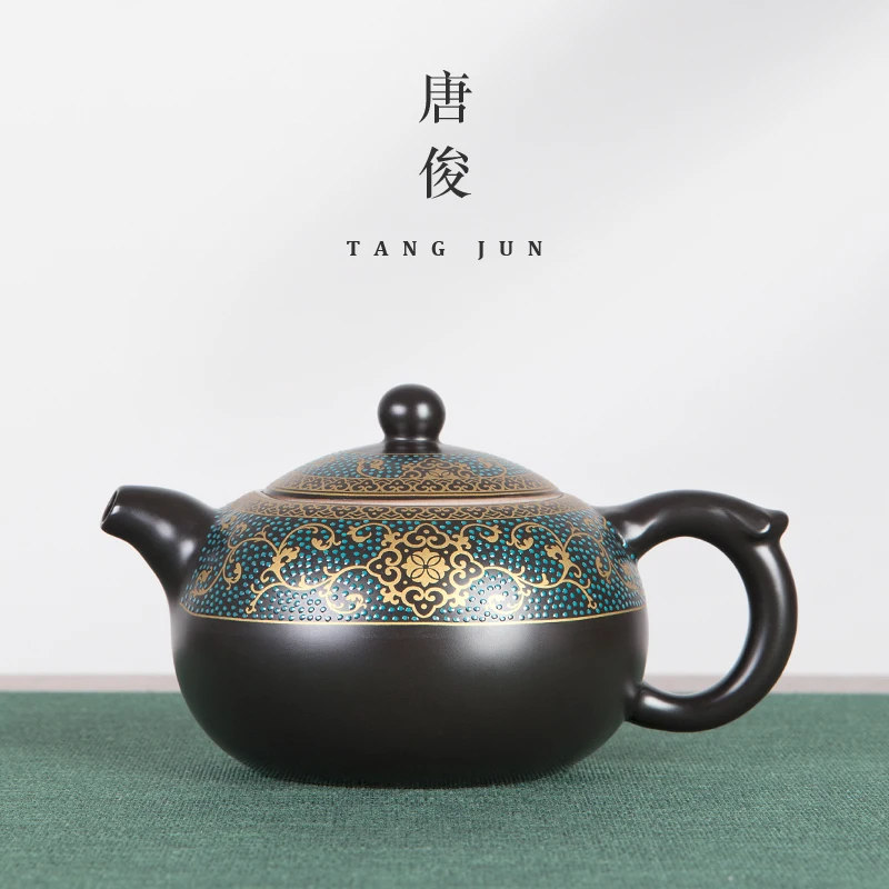 Large Size Ceramic Chinese Style Gongfu Tea Pot Tang Jun Enamel Color Xi Shi Pot Single Home Use Tea Brewing Pot 220ml