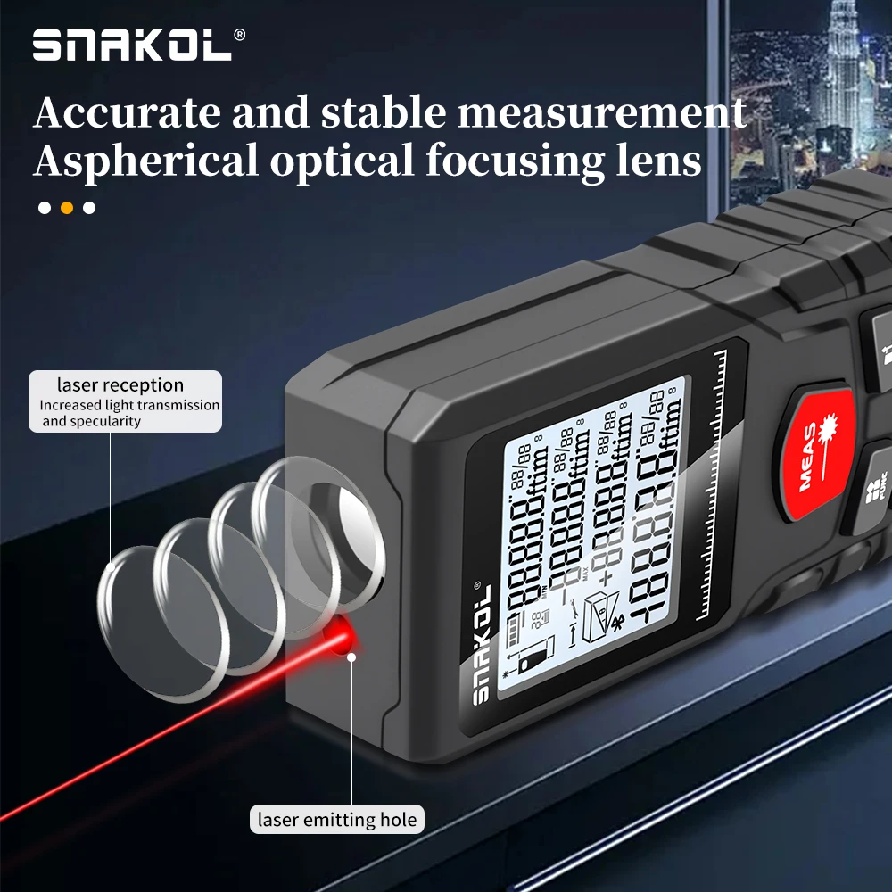 Imagem -04 - Digital Range Finder Snakol Laser Tape Measure Laser Distância Medidor Rangefinder Régua Test Tools 50m 70m 100m 120m Profissional