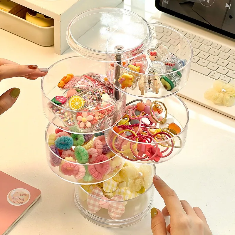 صندوق منظم لإكسسوارات الشعر من الأكريليك، أربطة شعر مرنة، دبابيس شعر للأطفال، حقيبة تخزين لأغطية الرأس، صندوق مجوهرات للأطفال