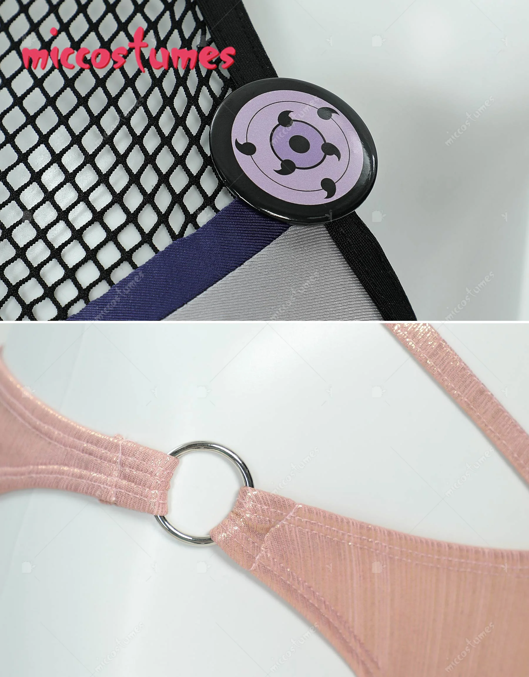 HAIKYUU Anime Derivative Swimsuit Sexy Mesh Top and Bottoms Two-Piece Bathing Suit with Cover-Up Top and Chiffon Wrap Skirt