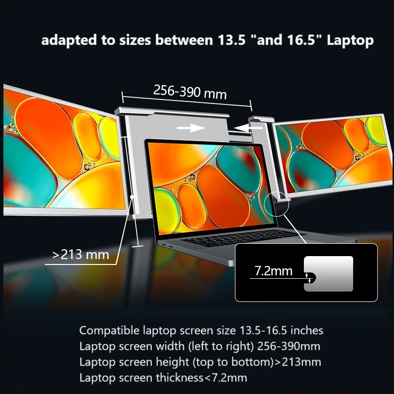 Monitor Portátil de 18.0 Polegadas/17/16/15/14 Polegadas 2.5K para Laptop, Extensão de Jogo Móvel com Tela IPS 144HZ