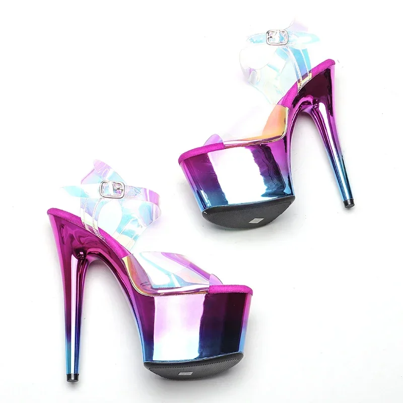 Leecabe 17CM/7Inch PVC upper  sexy exotic shinny platform High Heels  Pole Dancing sandals Shoes