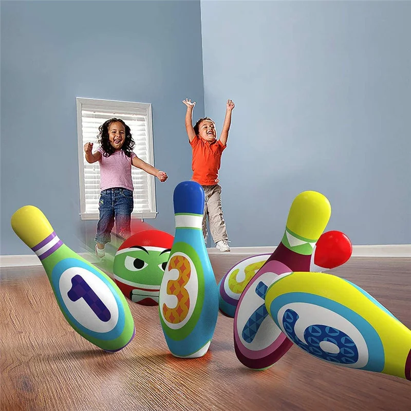 Jeu de bowling en PU pour enfants, motif coloré, fournitures de bowling solides, sports d'intérieur interactifs parent-enfant